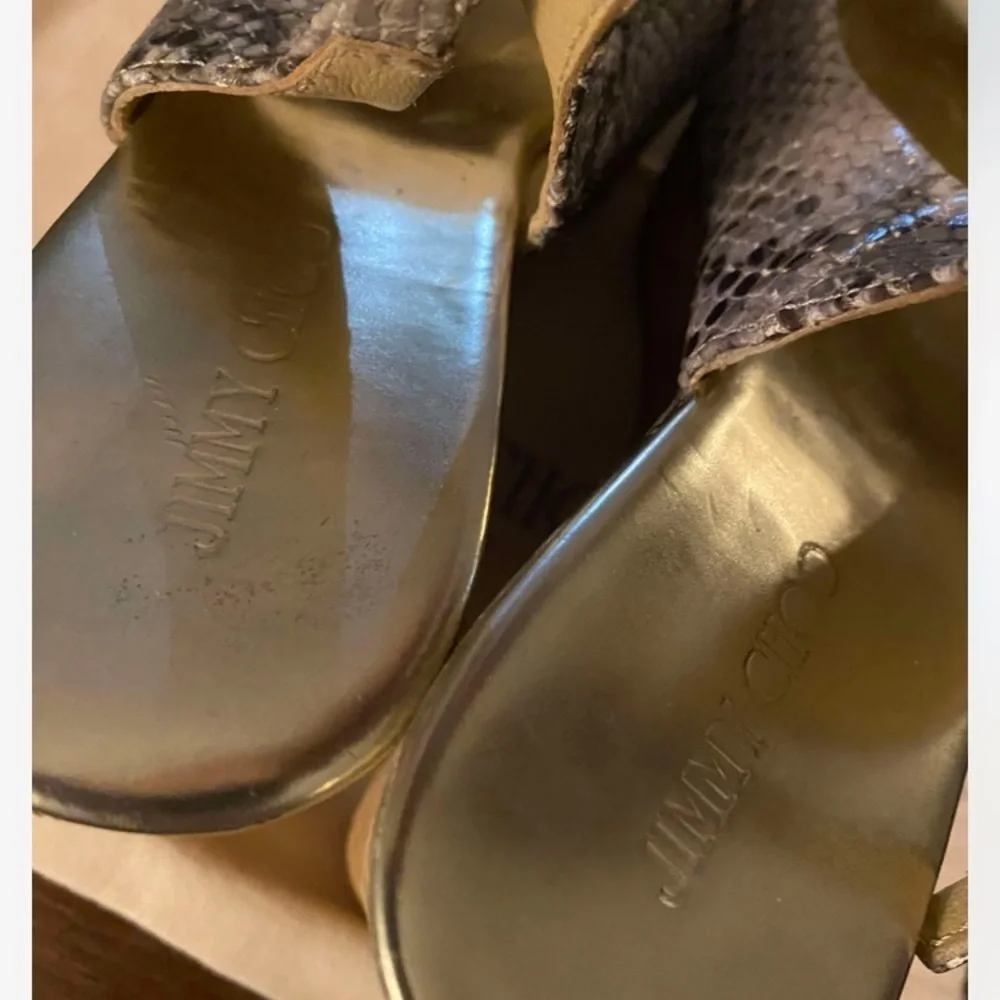 Jimmy Choo Snakeskin Peep Toe Wedges